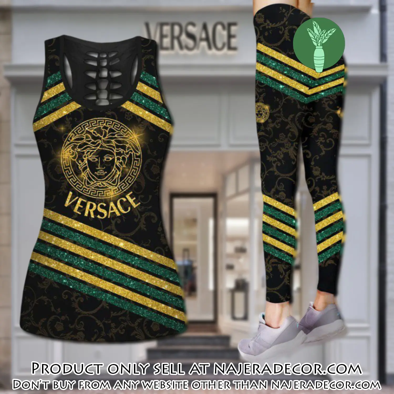 Gianni versace tank top leggings set luxury for women yoga gym njr3008995